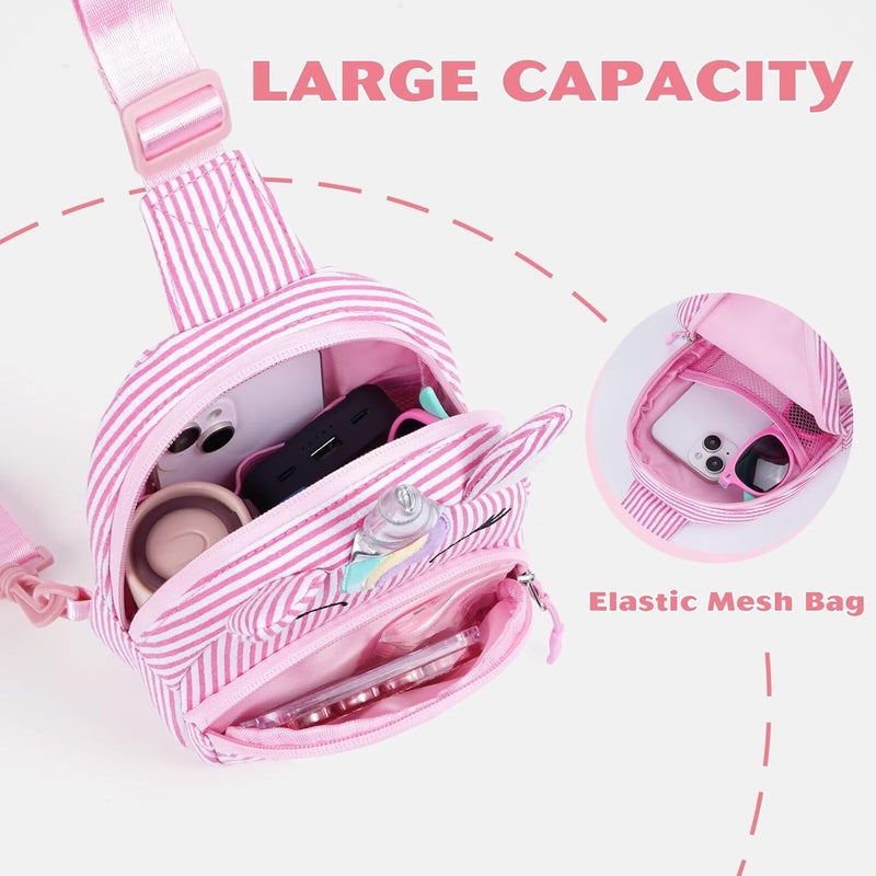 YOOLIFE Fanny Pack Gifts for Girls, Initial Small Sling Bag Pink Crossbody Bag Unicorn Belt Bags, Birthday Gifts for 2 3 4 5 6 7 8 Year Old Girls, Pink (S) - Image 3